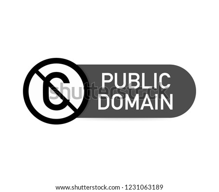 Public domain sign with crossed out C letter icon in a circle. Vector stock illustration.