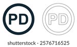 public domain symbol, PD icon vector pictogram symbol ui and ux design, glyphs and stroke line