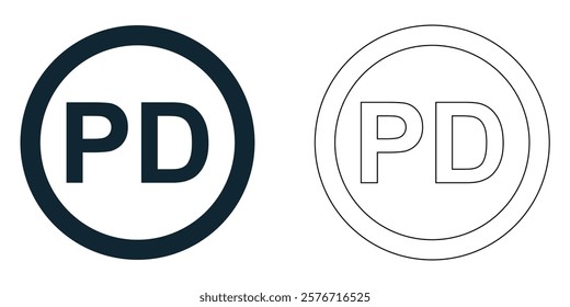 public domain symbol, PD icon vector pictogram symbol ui and ux design, glyphs and stroke line