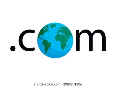 Public domain web icon with planet: .com.