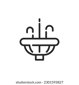 Public Drinking Fountain Vector Icon. Outline line art of Urban Utilities of Pure Drinkable Water for Hydration. 