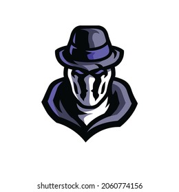Public enemy mascot logo vector illustration. Editable strokes