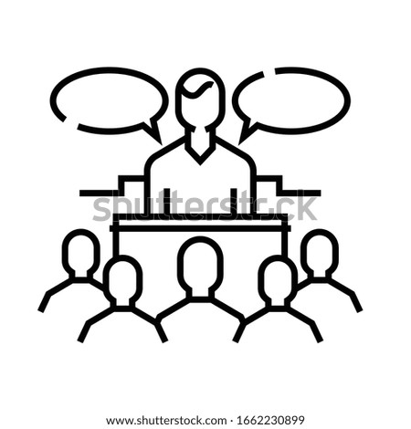 Public engagement line icon, concept sign, outline vector illustration, linear symbol.