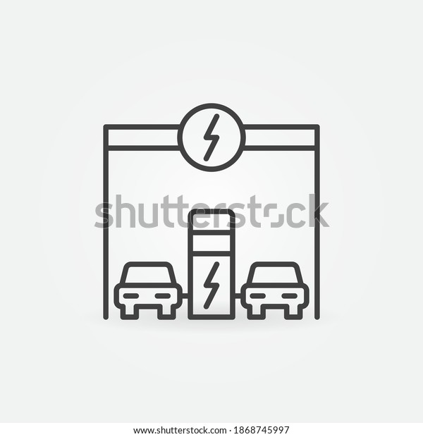 Public EV Charging Network vector concept icon or\
sign in outline style