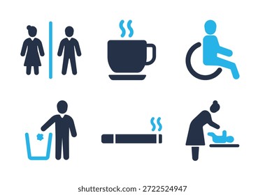 Public Facilities and Services icon set. Solid glyph series icons