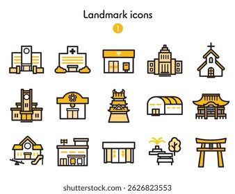 Public facility building icon collection