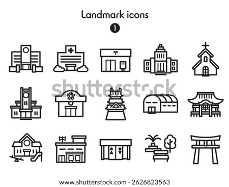 Public facility building icon collection