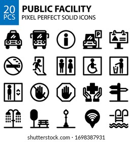 public facility solid icons bundle pixel perfect