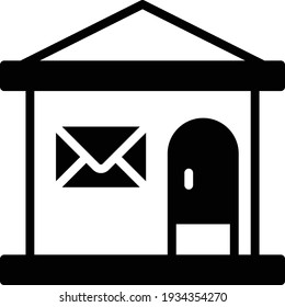public facility Vector Glyph Icon Design, postal service, physically transporting postcards and parcels Sign, Courier and Shipping Services Stock illustration, Post office building Concept, 