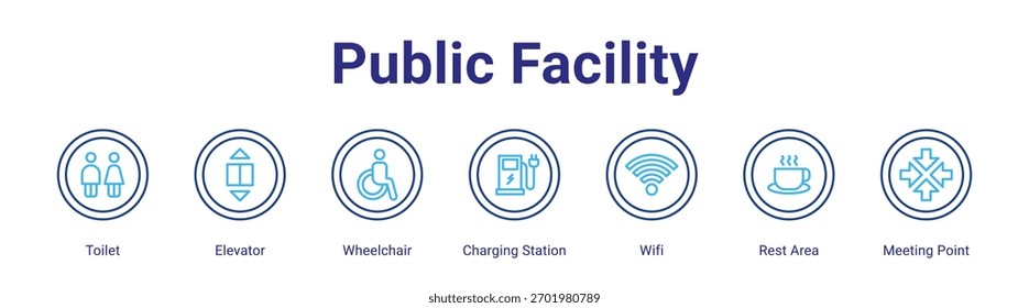 Public Facility Webbanner-Symbol-Element für Design in einer Kollektion