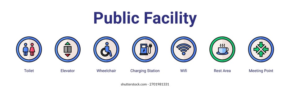 Public Facility web banner icon element for design in a collection