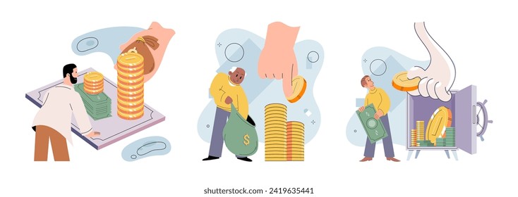 Public finance vector illustration. Prudent fund management is crucial in supporting public finance operations Streamlined payment systems are essential for public finance transactions Strategic