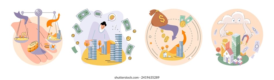 Public finance vector illustration. A well-structured budget guides effective public finance strategies Investments in public projects enhance economy and financial success Public finance