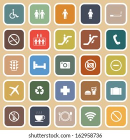 Public flat icons on orange background, stock vector