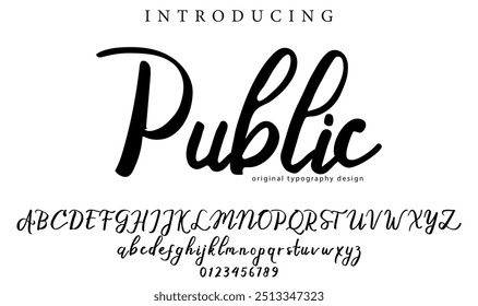 Public Font Stylish brush painted an uppercase vector letters, alphabet, typeface