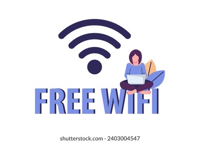 public free wireless connection wireless point flat style illustration vector design