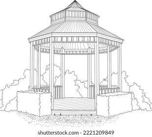 A Public Gazebo sketch, inspired by Gazebos in public parks. This sketch is vectorized and ready to use within your business!