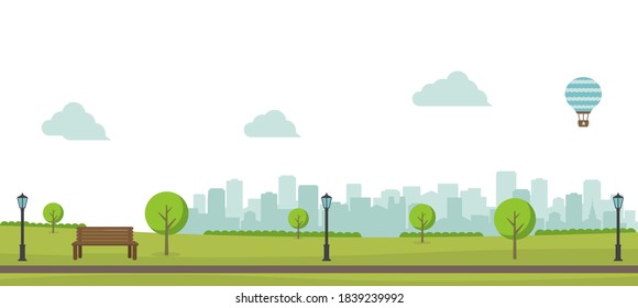 Public green park landscape vector illustration ( spring, summer) / no people