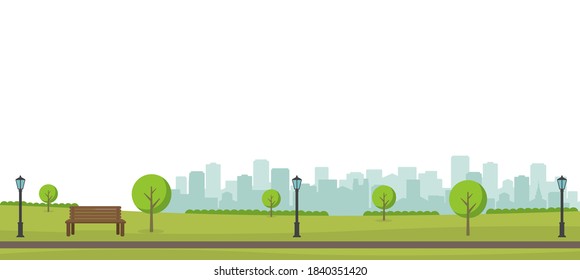 Public green park landscape vector illustration ( spring, summer) / no people