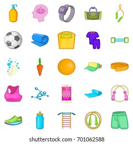 Public gym icons set. Cartoon set of 25 public gym vector icons for web isolated on white background
