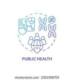 Icono de concepto de gradiente azul de salud pública. Mejorar el servicio de salud con el estudio del genoma. Aplicación de la medicina de precisión idea abstracta ilustración de línea delgada. Esquema aislado