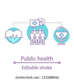 Public Health Concept Icon. Medicine Idea Thin Line Illustration. Healthcare Organization. Vector Isolated Outline Drawing. Editable Stroke