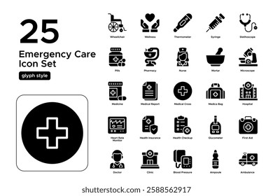 Public Health and Medical Awareness. Vaccination, Hygiene, and Disease Prevention. Vector Illustration. Glyph solid icon set