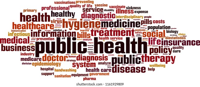 Public health word cloud concept. Vector illustration