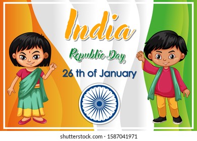 Public holiday poster design with happy kids illustration