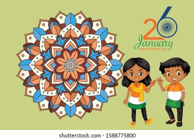 Public holiday poster design with happy kids illustration