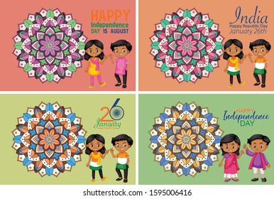 Public holiday poster design with happy kids illustration
