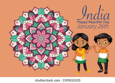 Public holiday poster design with happy kids illustration