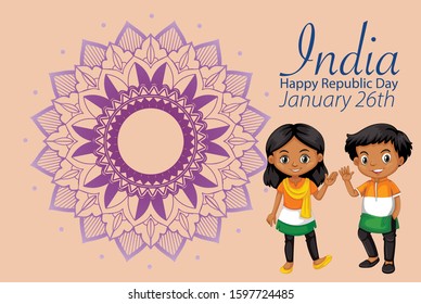 Public holiday poster design with happy kids illustration