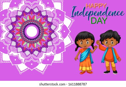 Public holiday poster design with happy kids illustration