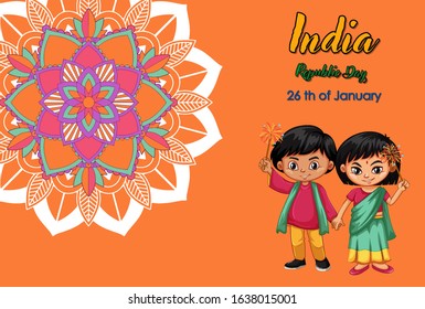 Public holiday poster design with happy kids illustration