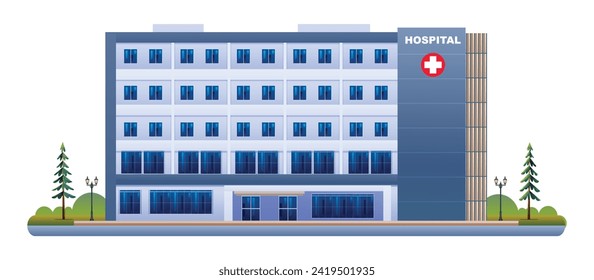 Public hospital building vector illustration. Medical clinic isolated on white background