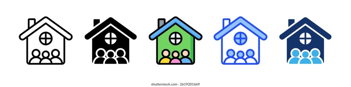 Public Housing Icon Collection With Multiple Styles