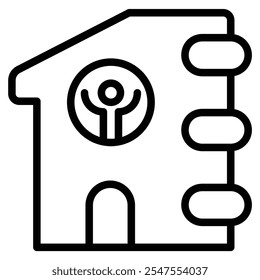 Ilustración vectorial de línea de ícono de Vivienda Pública