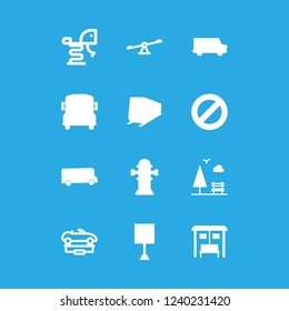 public icon set about bus stop, bus, park and subway vector set