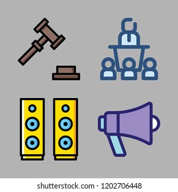 public icon set. vector set about auction, megaphone, conference and speaker icons set.