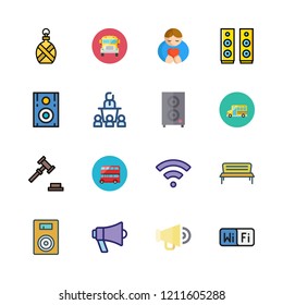 public icon set. vector set about bus, megaphone, wifi and auction icons set.