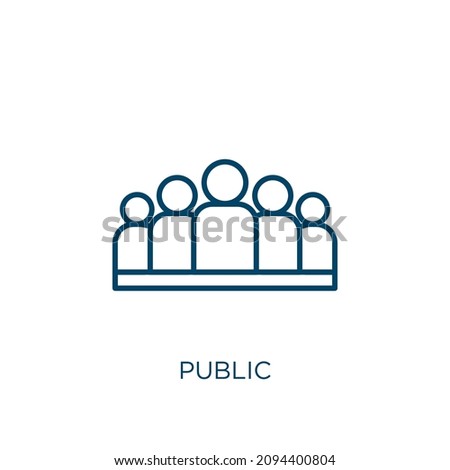 public icon. Thin linear public outline icon isolated on white background. Line vector public sign, symbol for web and mobile