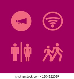 public icon. public vector icons set wi fi, loud speaker, pedestrian people and wc