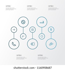 Public icons line style set with restaurant, medicine, call and other orientation elements. Isolated vector illustration public icons.