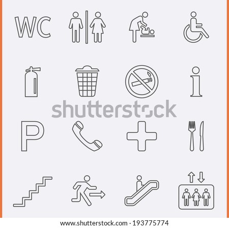 Public Icons in thin line style