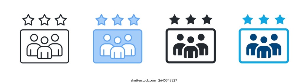 Ícone De Imagem Pública Definir Vários Estilos. Projetado Em Contorno, Azul, Glifo, Tom Duplo