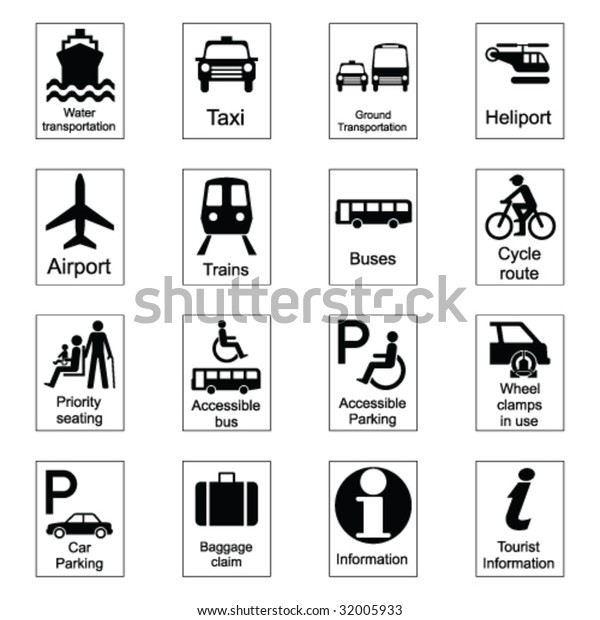 Public Information Signs Collection 1 Transport Stock Vector (Royalty ...