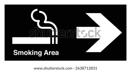 Public Information Signs Smoking Area Black Horizontal With Text Direction to The Right