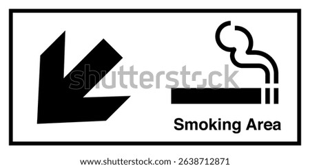 Public Information Signs Smoking Area White Horizontal With Text Direction to Direction to bottom Left