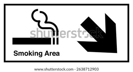 Public Information Signs Smoking Area White Horizontal With Text Direction to Direction to bottom right